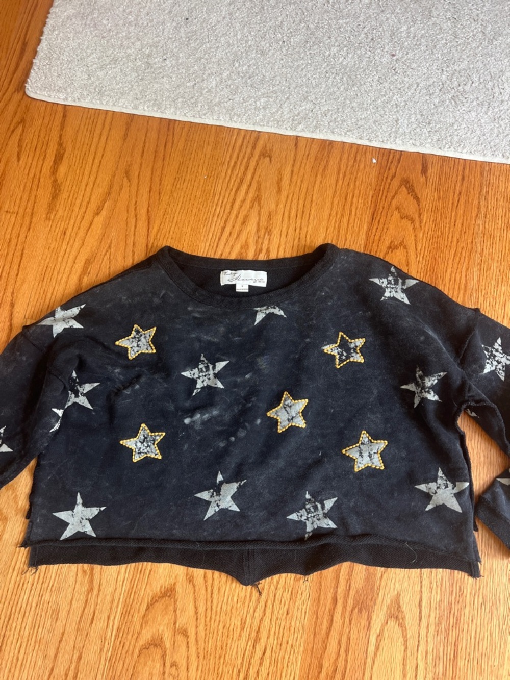 Vintage Havana Black Star Pullover cropped Sweatshirt small